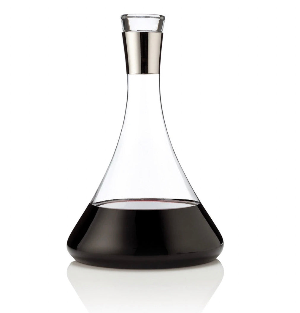 Viski Chrome Rim Wine Decanter