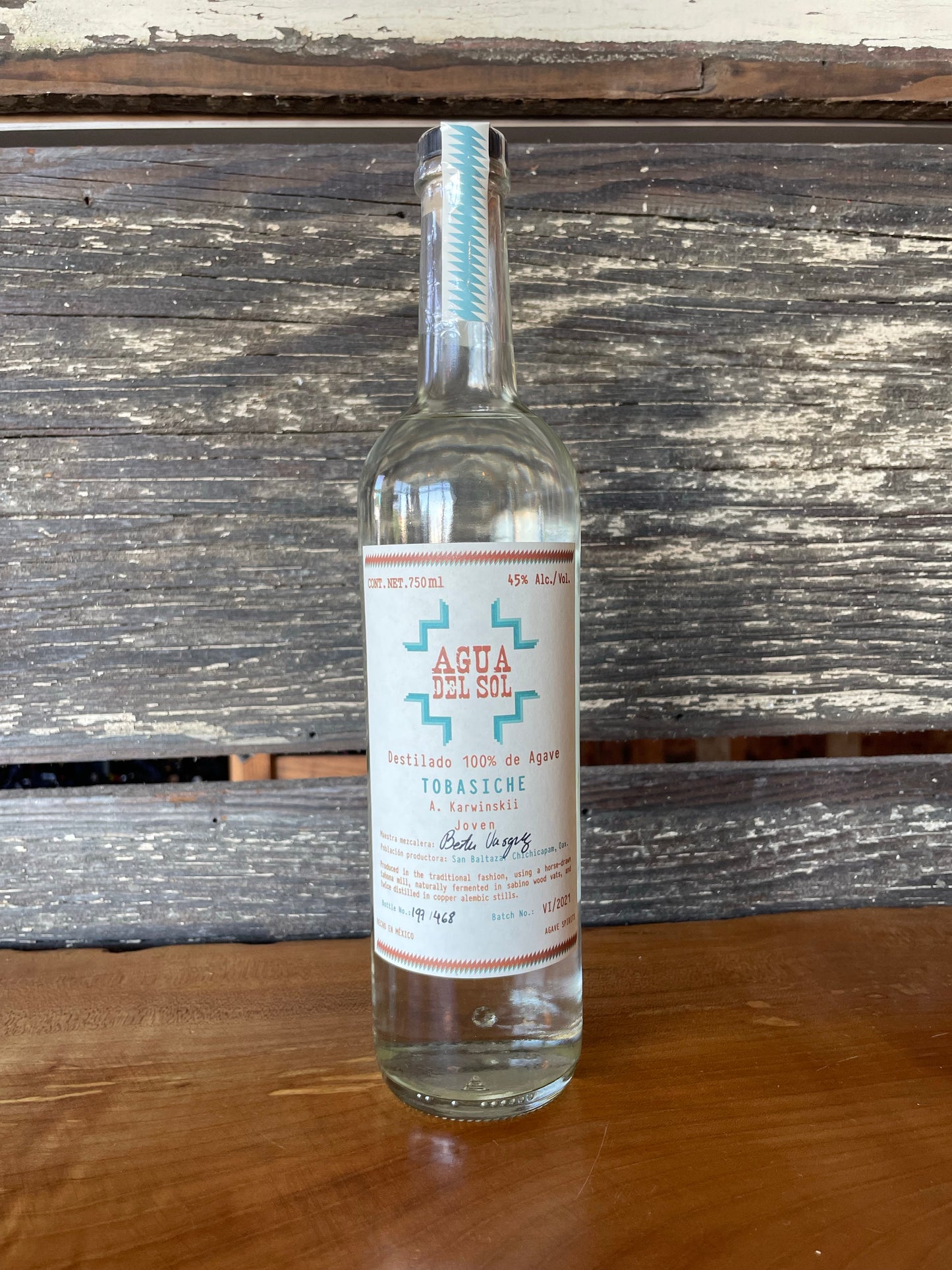 Agua del Sol Tobasiche Mezcal 750mL